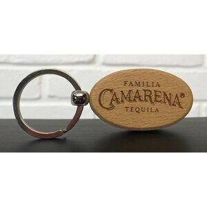 Camarena Tequila Keychain Oval Wood Engraved Logo Alcohol Promotional